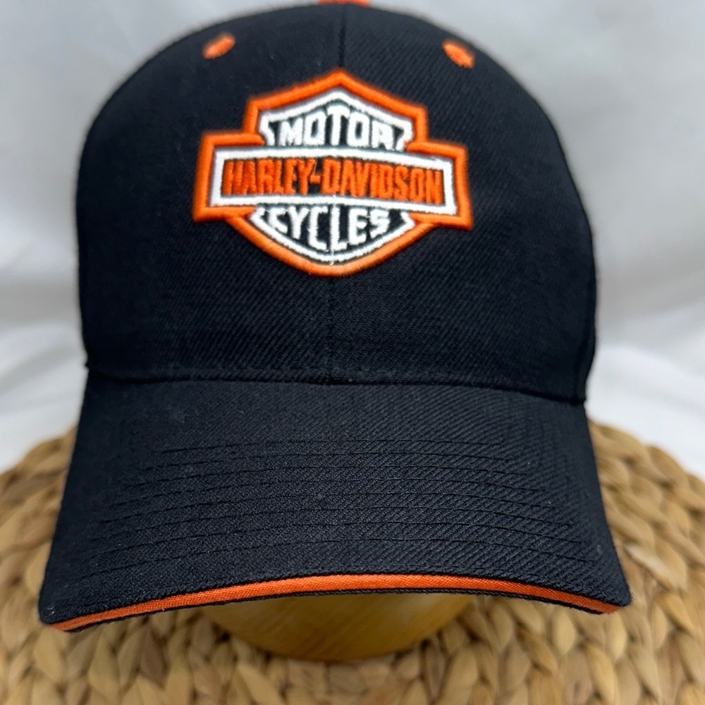 Harley-Davidson Black and Orange Logo Baseball Cap